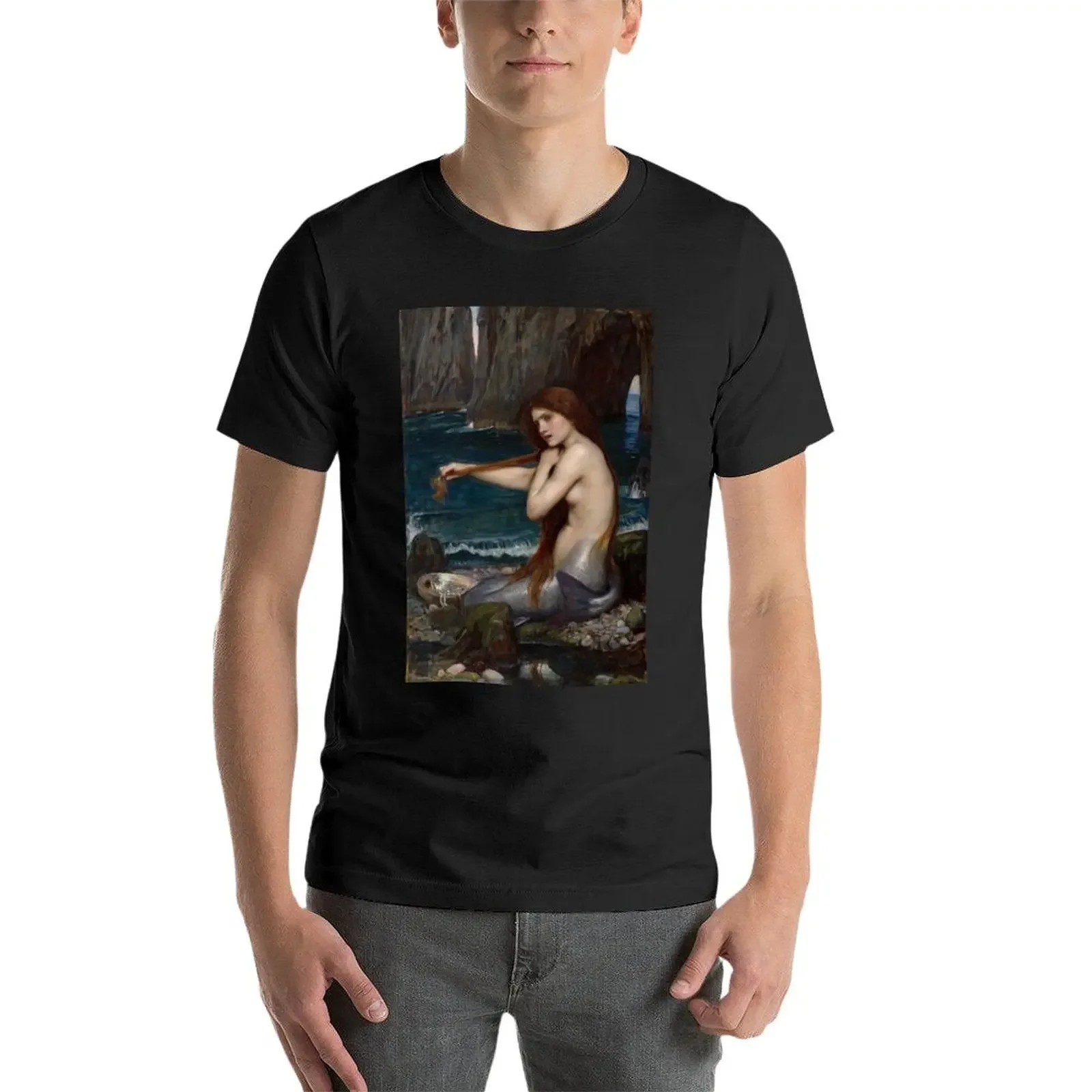 A sereia por John William Waterhouse T-shirt extragrande, roupas masculinas, estilo casual, kawaii