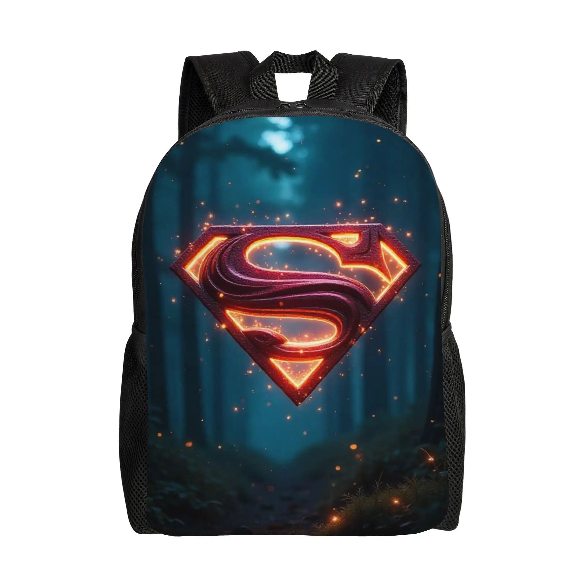 Back to school season Glowing Superman Logo In Forest Backpack  For Women Light Backpack