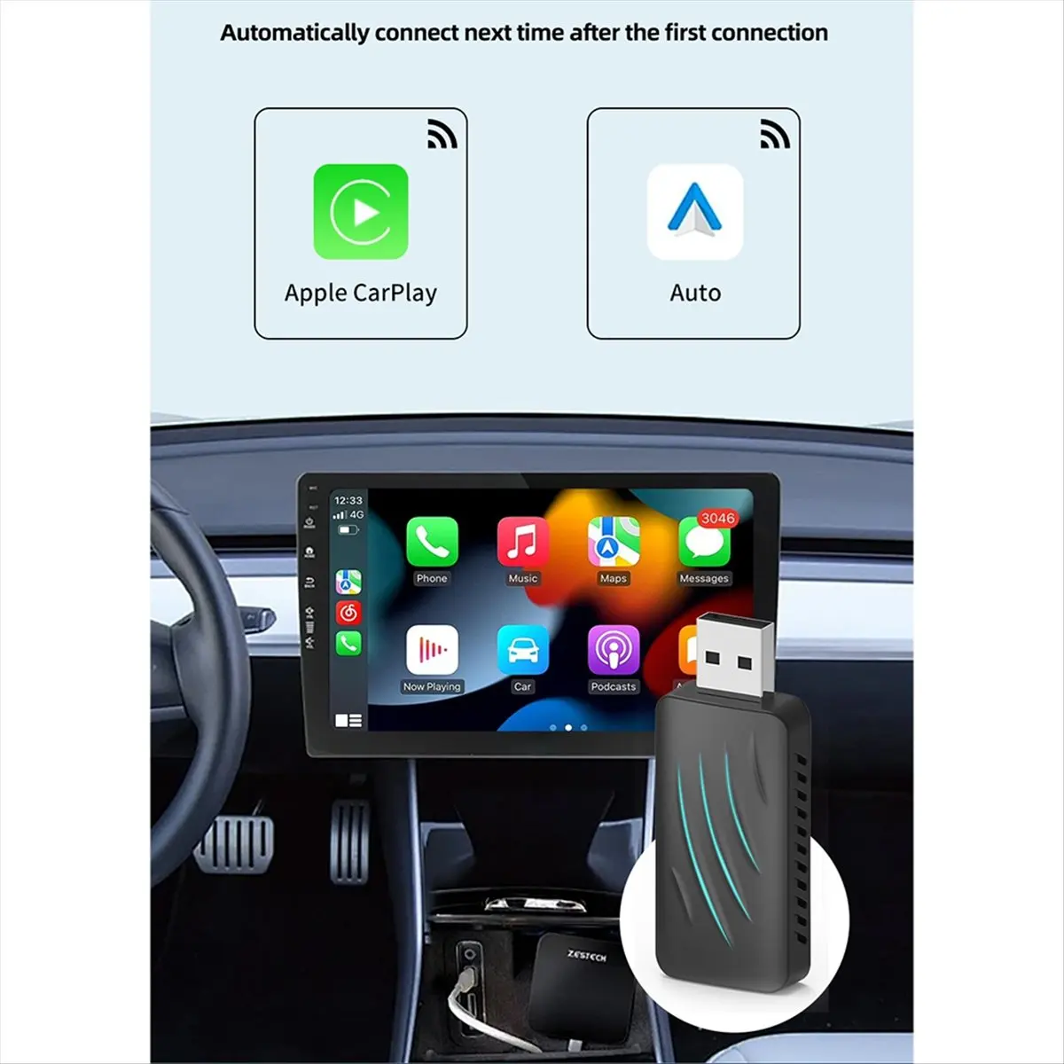HowAA87 Wireless CarPlay Adapter with 5G WiFi 6 Converts Factory Wired CarPlay & Android Auto to Wireless