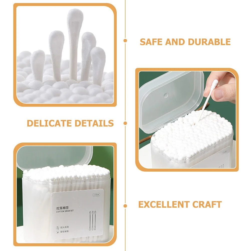 1 箱綿棒両頭使い捨て滅菌チップ清掃衛生美容ケア家庭旅行用綿棒耳掃除用