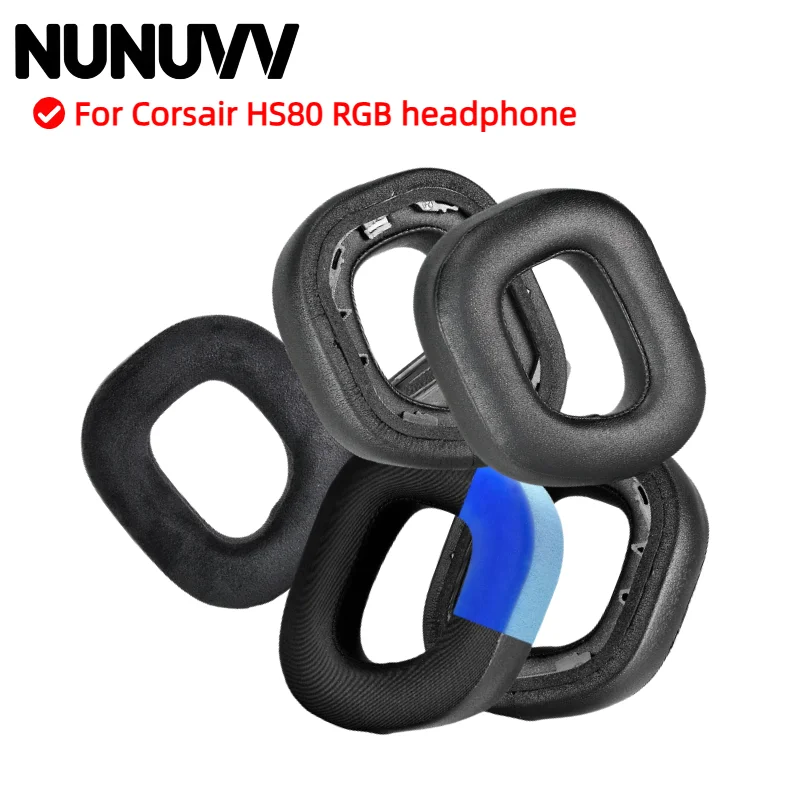

NUNUVV Replacement Earpads Foam Ear Pads for Corsair HS80 RGB Headphones Earmuff/Earphone Sleeve Headset
