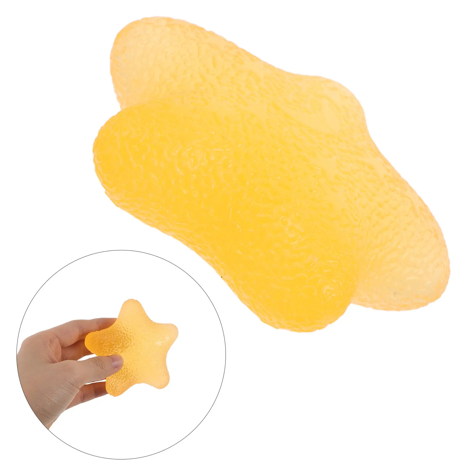 2Pcs Hand Grip Balls Star Shape Yellow Slightly Soft Hand Exercise Strengthener Finger Rehabilitation Muscle Training Tool