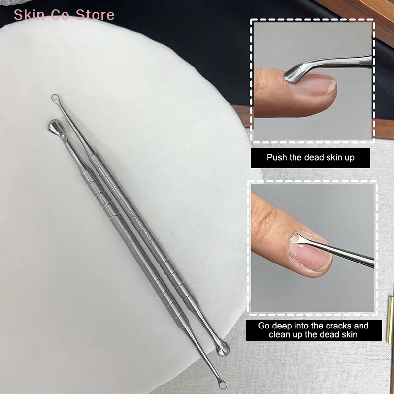 [CO]Double-Headed Cuticle Preposed Remover Nail Pusher Clean Dead Skin Circle Bevel Shovel Manicure Exfoliation Tool[CO]