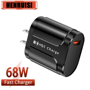68W USB şarj hızlı şarj QC3.0 ab/abd Plug cep telefonu şarj adaptörü QC3.0 iPhone 14 için Pro Huawei P60 Samsung Xiaomi