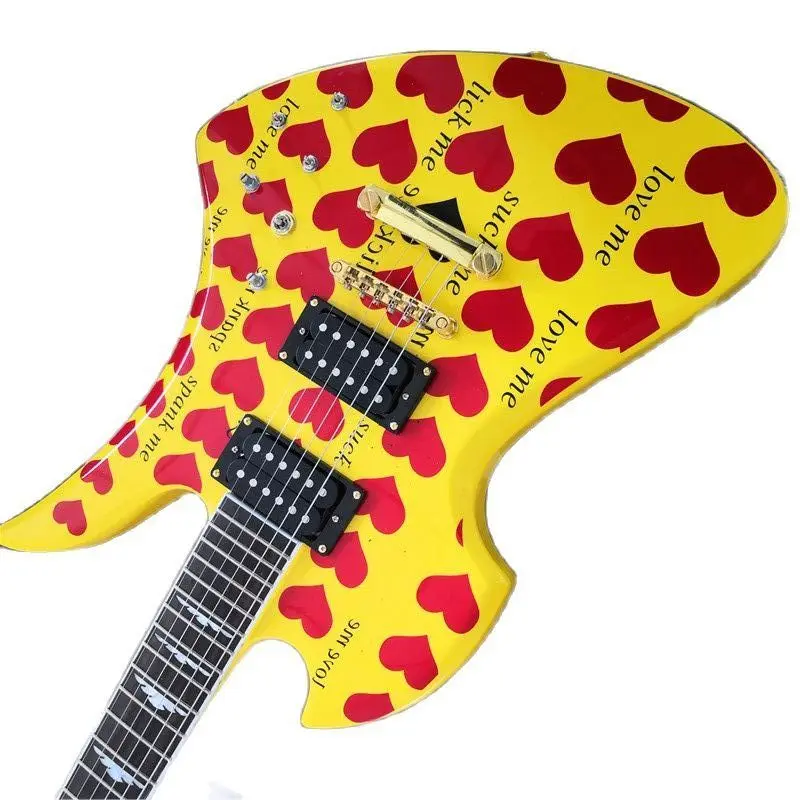 Red Heart Shape 6 Strings Electric Guitar 22 Frets Rosewood Fingerboard Humbucker Pickups Factory Outlet Professional Customized