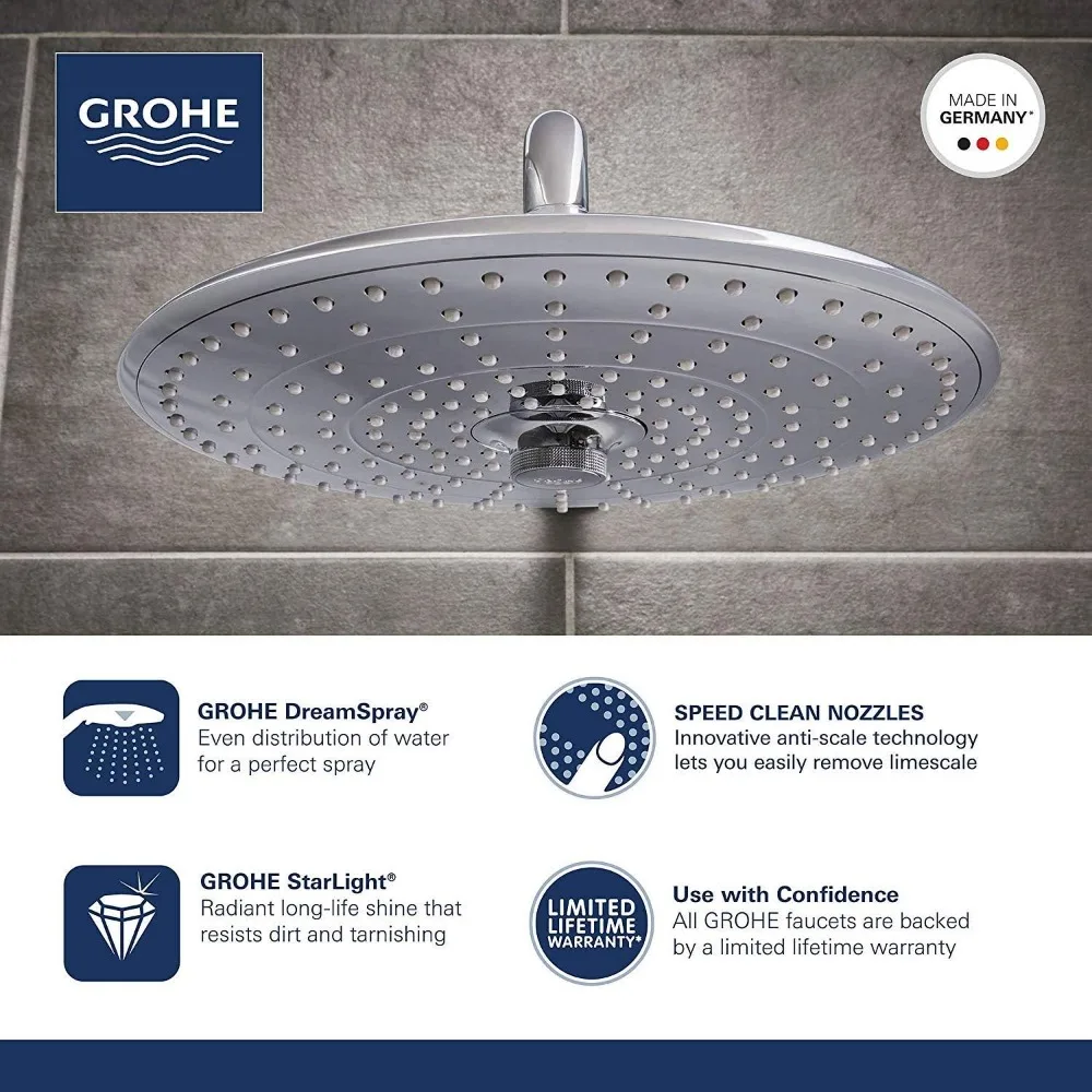 Shower 2.5 GPM Showerhead Retro-Fit Euphoria 25 Inch Shower System Showers for Bathroom Equipment Starlight Chrome The Items