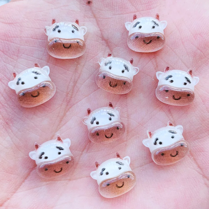 50 Pcs New Cute Mini Cartoon Young Cow Flat Back Resin Cabochons Scrapbooking DIY Jewelry Craft Decoration Accessories A48