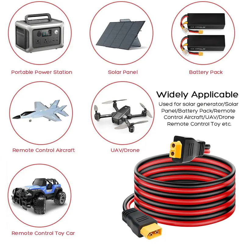 6m 3m 1.5m 12AWG XT60 남성-XT60 여성 충전 케이블 ALLPOWERS R600 R1500 R2500 Ecoflow River Delta 등 태양광 발전기