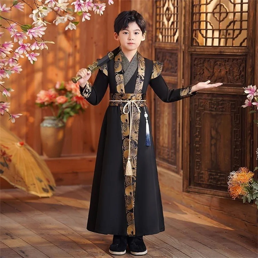 Autumn and spring Unisex Traditional Chinese Style Boy Ancient Costume Hanfu Modified Tang Costume  Performance Costume