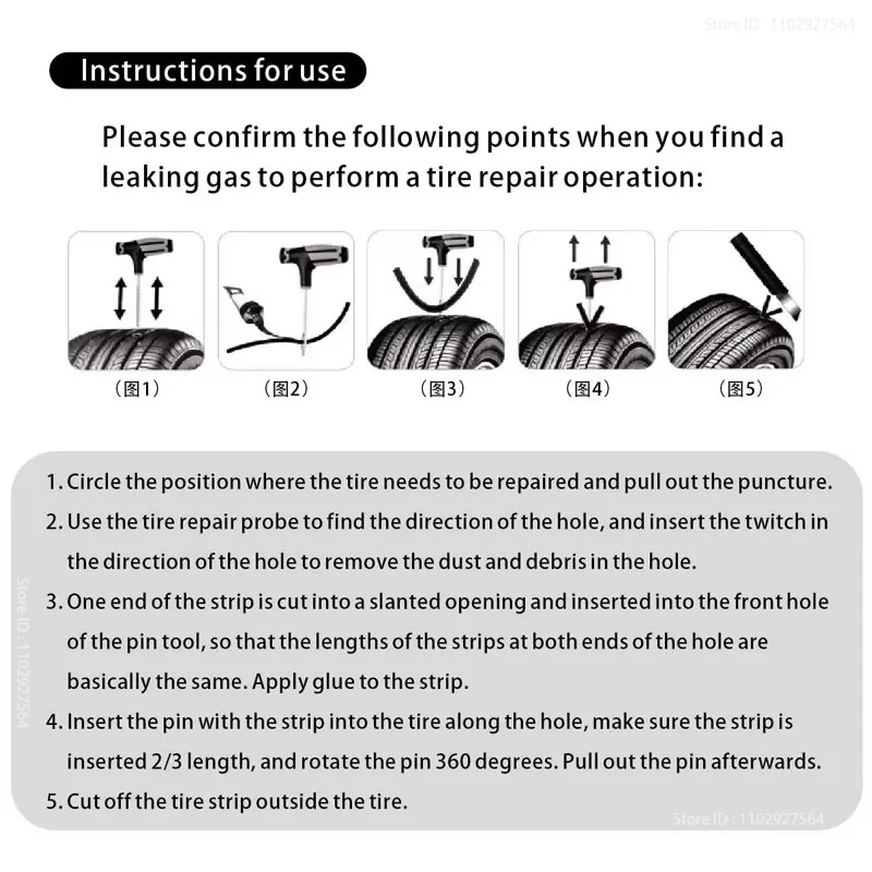 Zfuouek kit de reparo de pneus de carro, ferramentas de plugue de punção, emergência para tiras de pneus, kit de ferramentas de reparo de cola de agitação