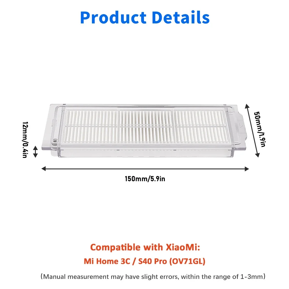 For Xiaomi S40 Pro/OV71GL / S40/OV81 Robot Vacuum Cleaner Consumables Hepa Filter Mop Cloth Main Side Brush Accessories Parts