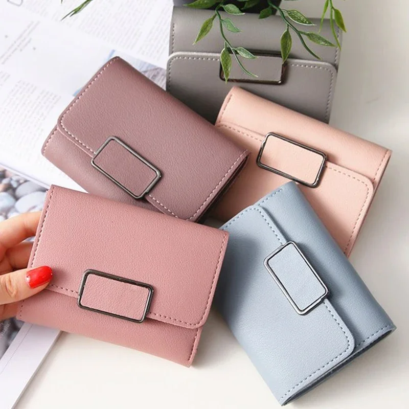 Women Wallet Black/blue/pink Short Female Purse Fashion Credit Card Holder Wallet Case PU Leather Coin Purse 2024 Money Card Bag