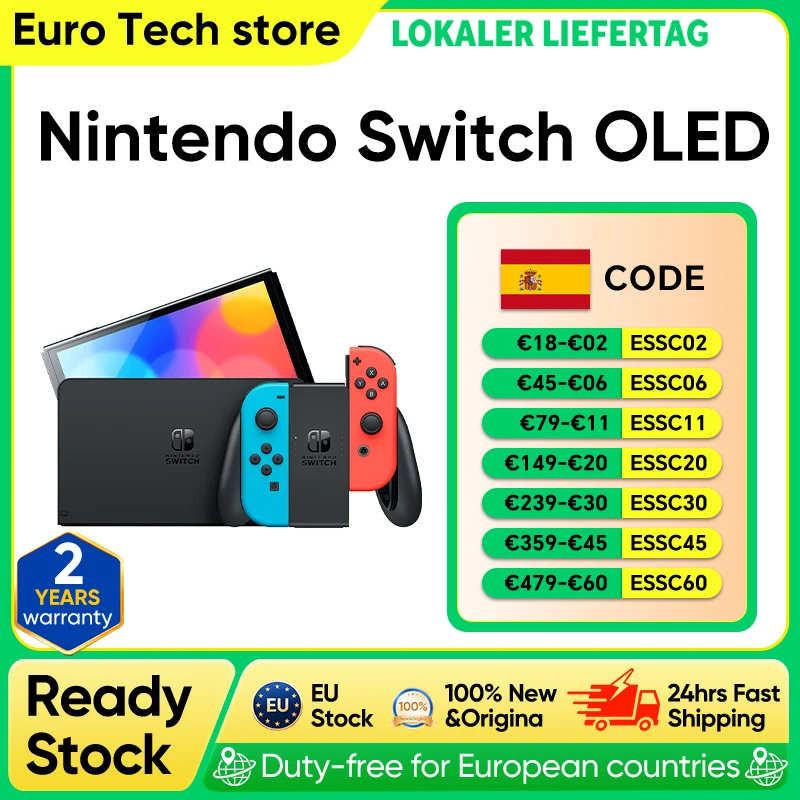 Modèle Nintendo Switch OLED, écran de 7 pouces, console Joy‑Con, mode TV stable, poignée de jeu vidéo, audio amélioré, réglable