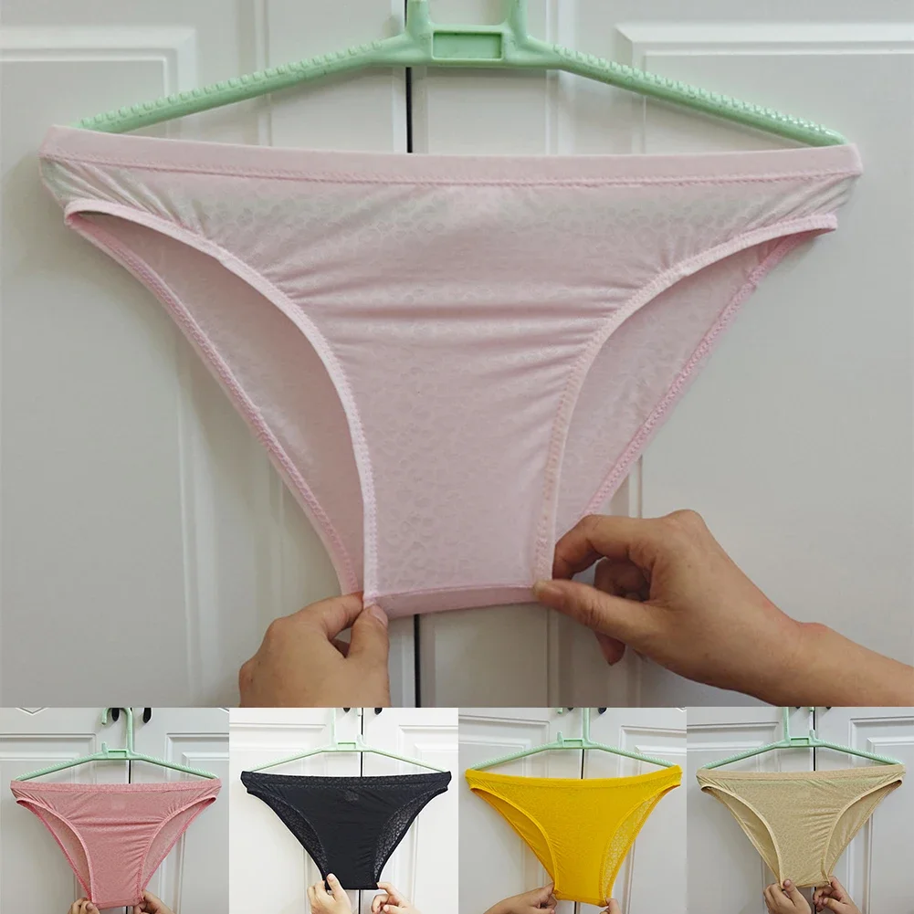 

Sheer Underpants Men Sexy Jacquard Ice Silk Underwear Briefs No Pouch Smooth Comfortable Elastic Panties Man