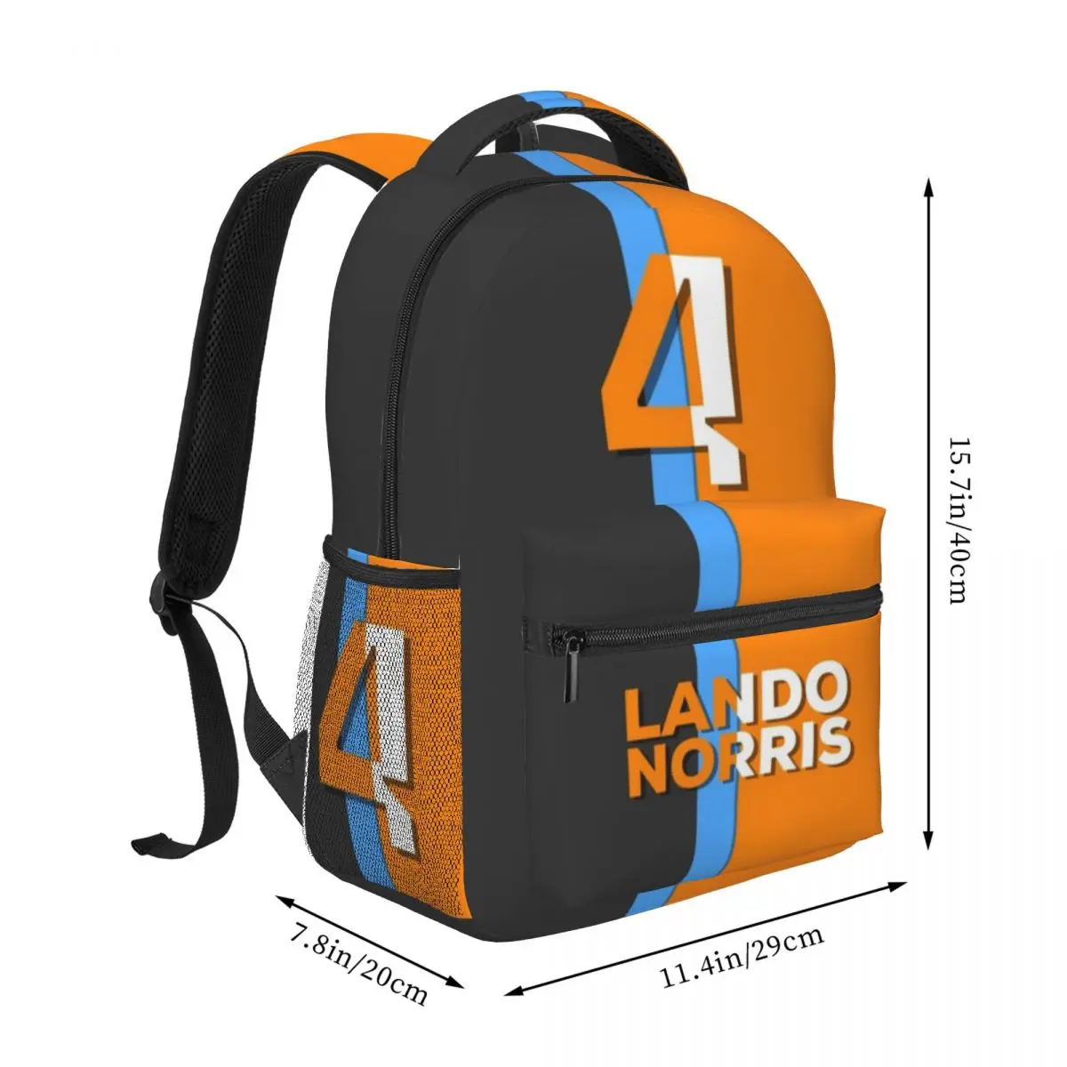 Lando Norris 2022 V2 여아 남아용 대용량 학생 배낭, 경량 방수 배낭, 16 인치