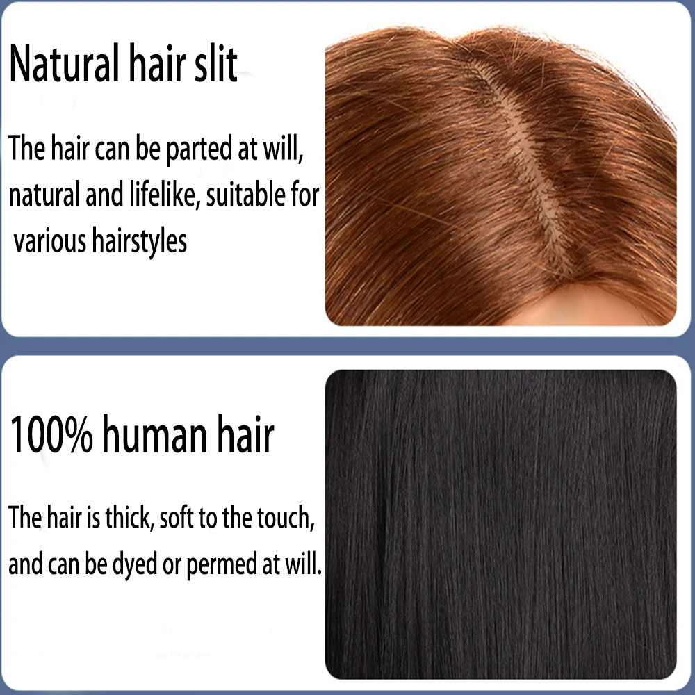 Female Mannequin Head With 100%Human Hair Hairdresser Cosmetology Training Head Can Be Dyed And Bleached Hairdressing Apprentice
