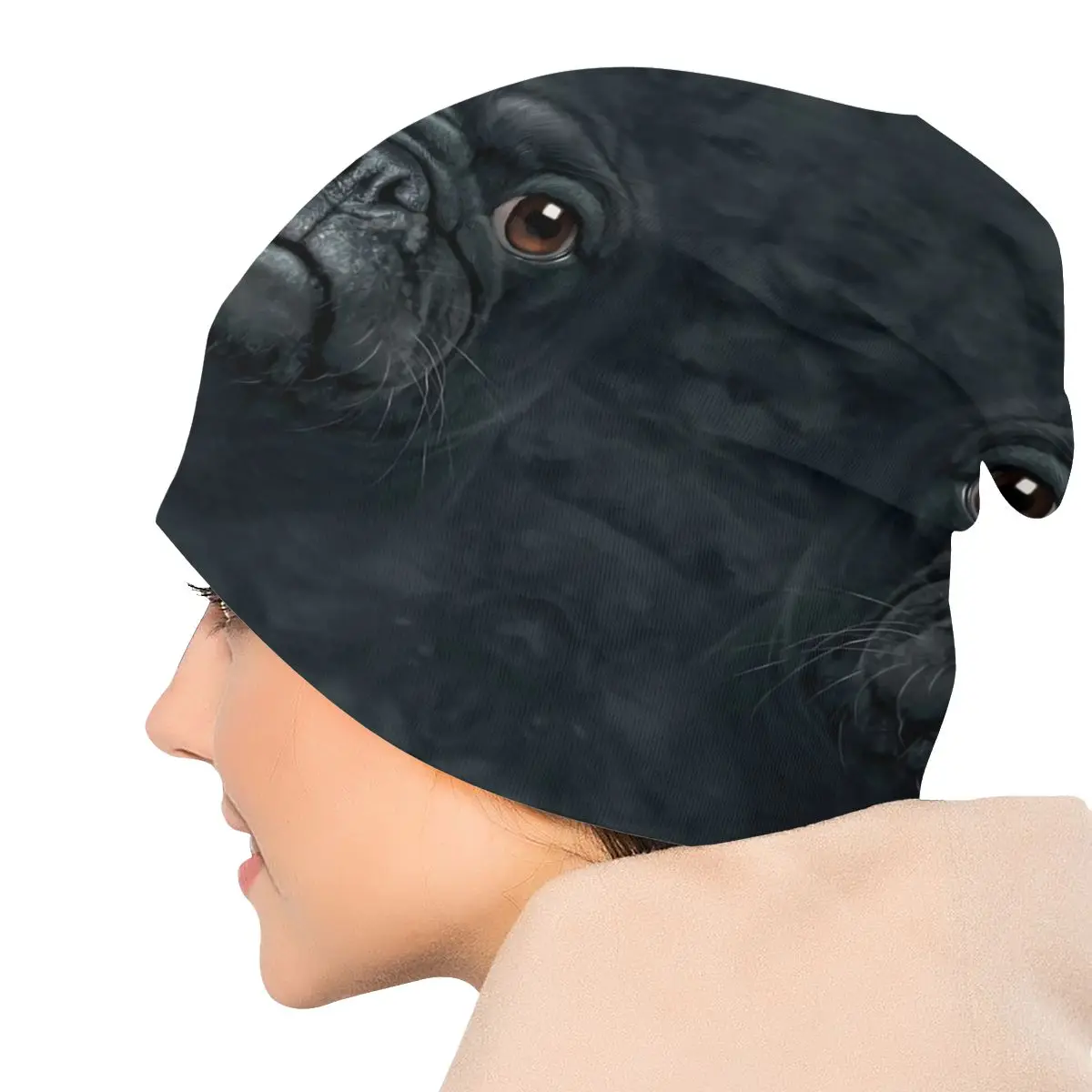Custom Black Pug Bonnet Beanie Knitting Hat Men Women Cool Unisex Adult Animal Winter Warm Skullies Beanies Caps