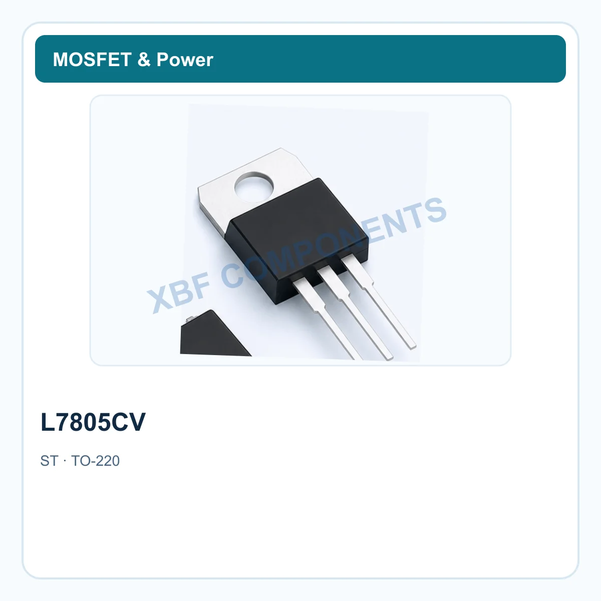 ST L7805CV Power Semiconductor Linear regulator, 5 V output, up to 1.5 A TO-220