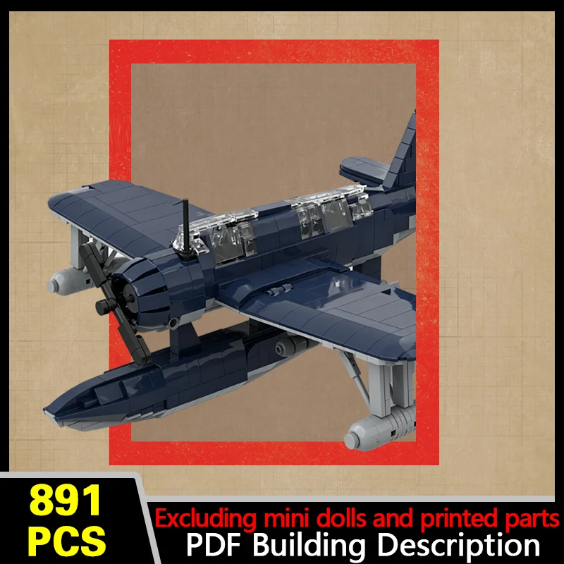 OS2U Observation Aircraft Model MOC Building Bricks War Equipment Style Modular Technology Gifts Holiday Assemble Toys Suit