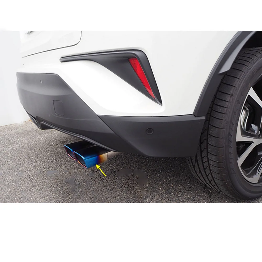 For Toyota C-HR CHR 2017 2018 2019 2020 2021 Muffler Exterior End Pipe Dedicate Steel Exhaust Tip Tail Frame Stick Hood Outlet