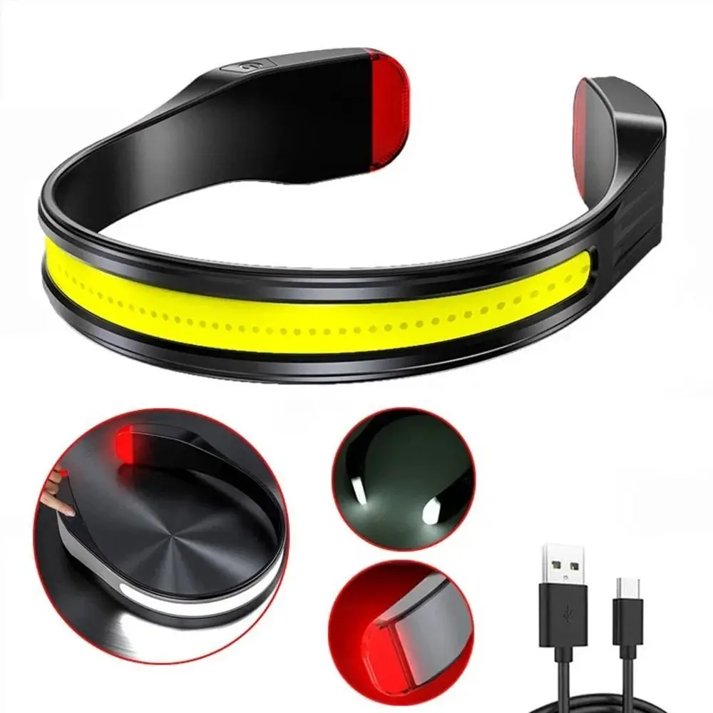 

Super Bright LED Rechargeable Headlamp 3 Lighting Modes with Warning Taillight Hanging Neck Lamp Waterproof Rechargeable