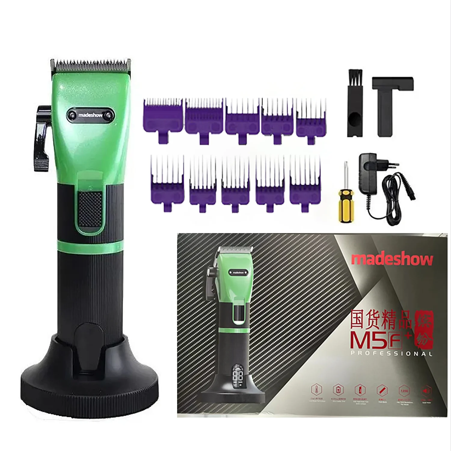 

2024 Madeshow M5 M6 Green Professional Barbershop Hair Salon Men's Special Hair Clipper Trimmer Razor High Power High Quality