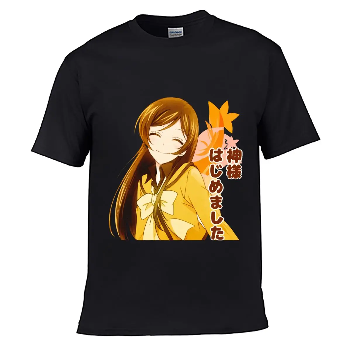 Kamisama Hajimemashita Nanami Momozono Smiling Anime Girl Floral Design Casual T-shirt