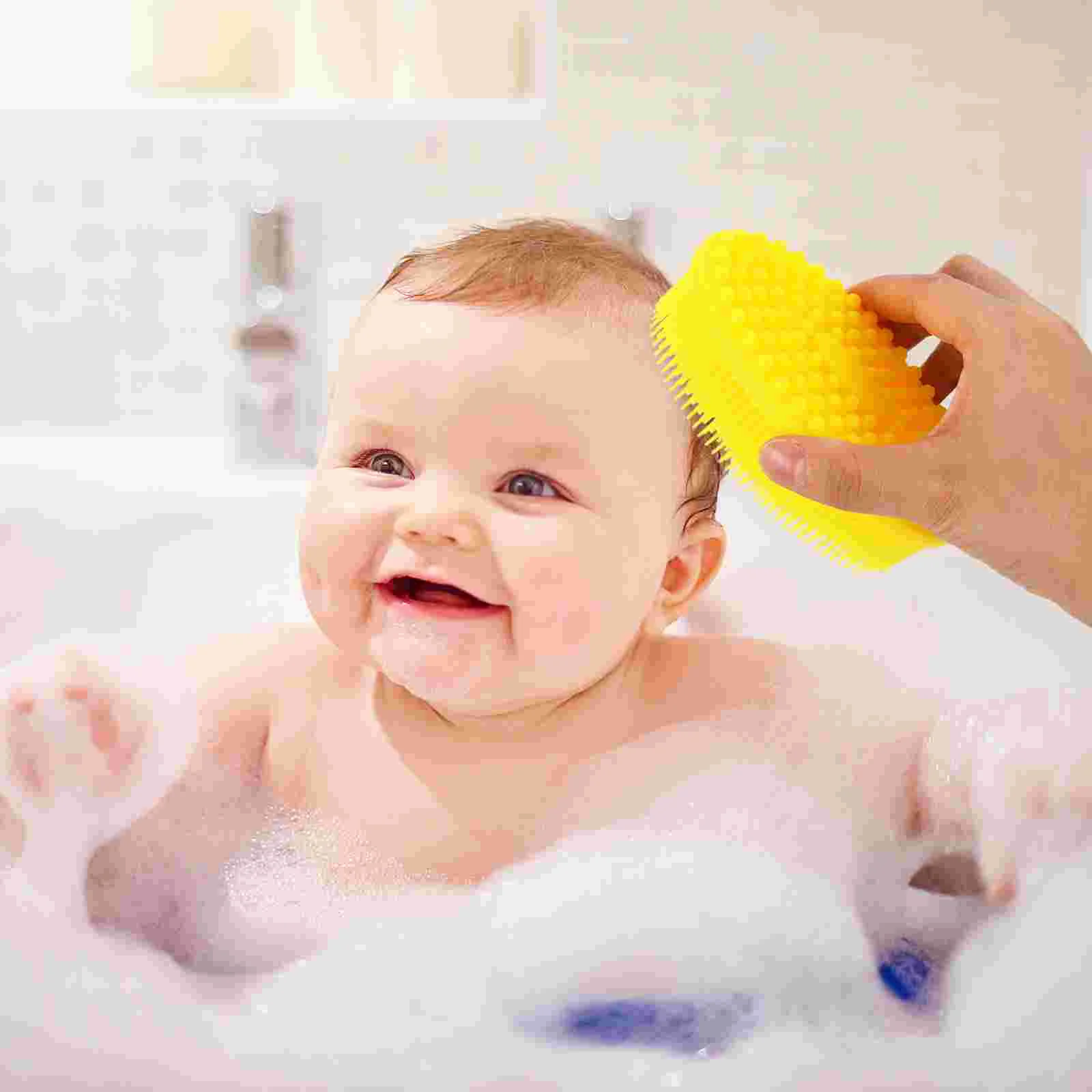 Baby Grooming Brush Newborn Bath Scalp Brush Toddler Hair Brush Silicone Bath Time Cradle Cap Cleaner