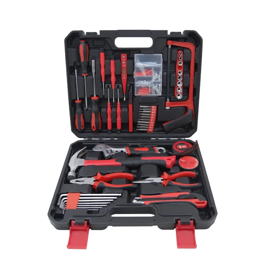 

108P Household Tools Kit Essential Home Repair Set with Plastic Toolbox Ideal for College Students, Home Use and More
