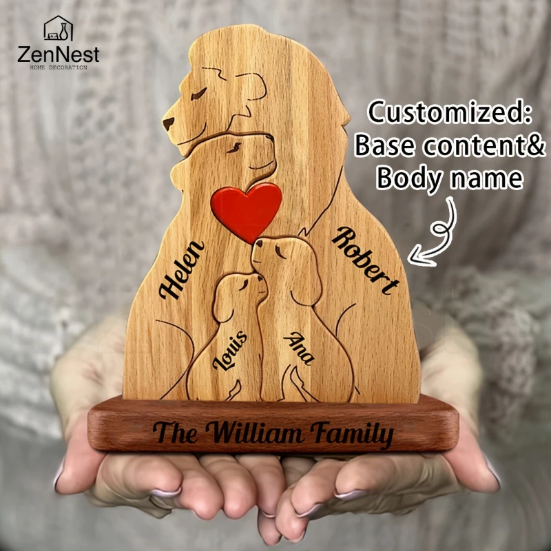 Wooden Lion Family Puzzle Ornament DIY Custom Name Home Decorations Thanksgiving Christmas Gift for Mom Art Crafts - image 5