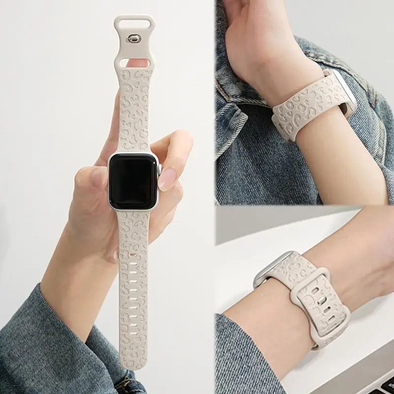 Engraved Strap For Apple Watch Band 45mm-44mm-42mm 41mm 40mm 49mm 44 mm Silicone Correa Bracelet Series 8/9/7/SE/6/5/4/3 Ultra 2
