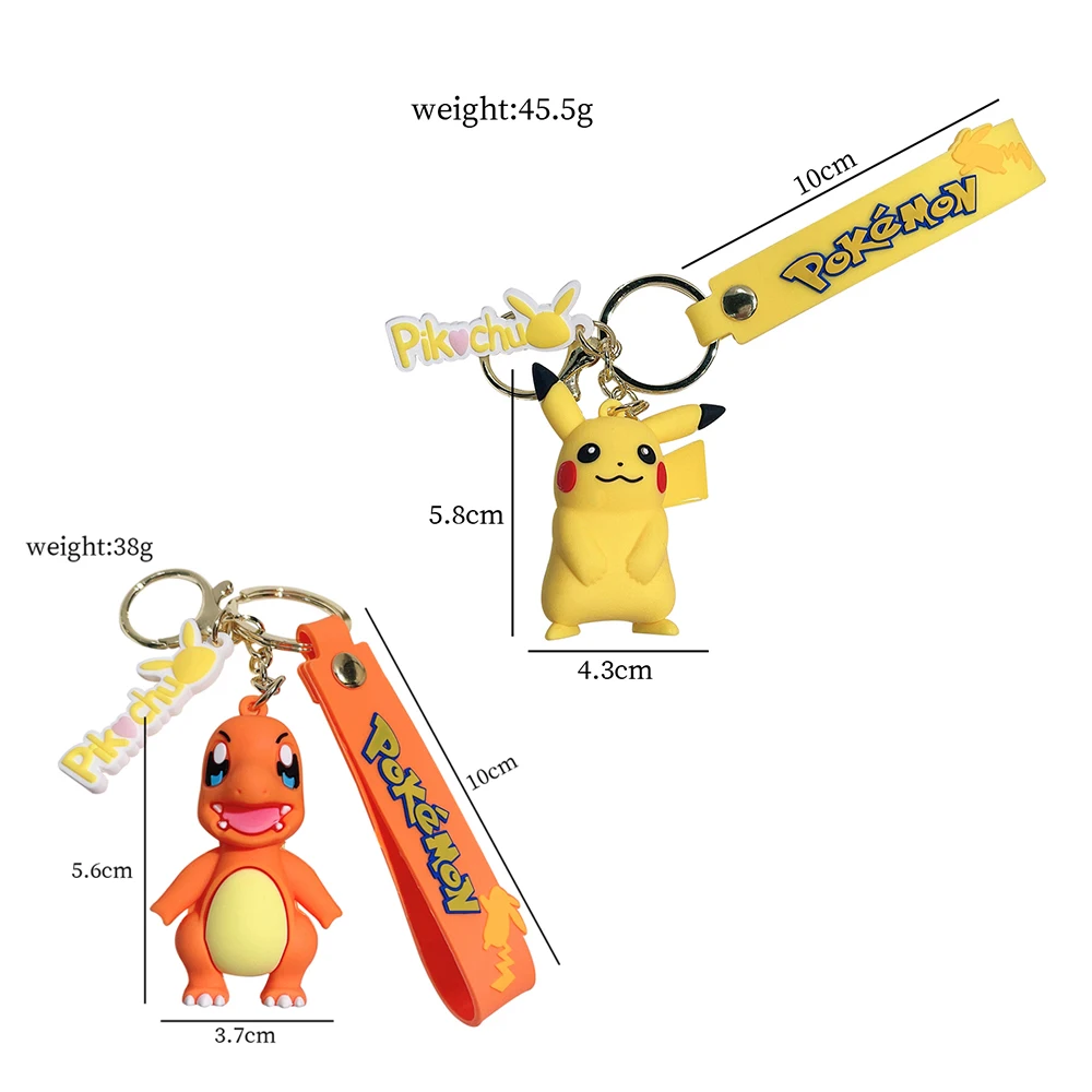 Pokémon Anime Action Figure Chaveiro, Pikachu Desenhos Animados, Charmander, Psyduck, Chaveiro Boneca, Saco de Carro, Pingente, Presente para Criança, Brinquedo da Moda, Kawaii