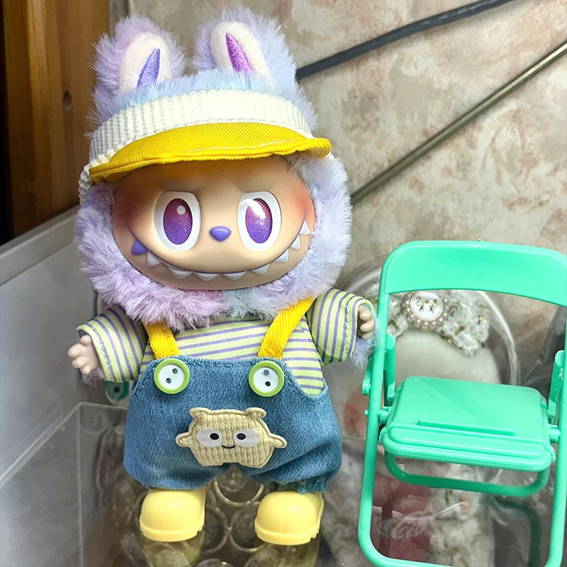 Clothes for 15/17cmLabubu Accessories Clothes Bow Hairpin Magic Stick Sakura Dress Set Four Pieces Children's Gift waist bag