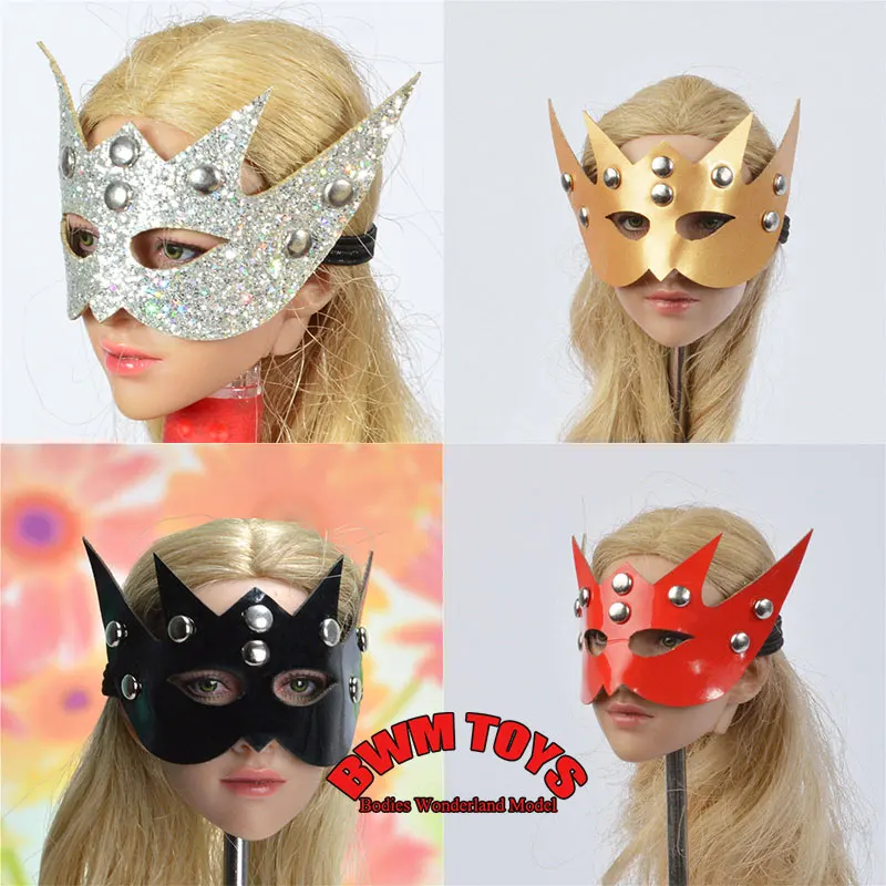 

In Stock 1/6 Scale Female Soldier Solid Color Leather Mask Cosplay Half Face Glasses Mask For 12Inch PH Action Figure Doll