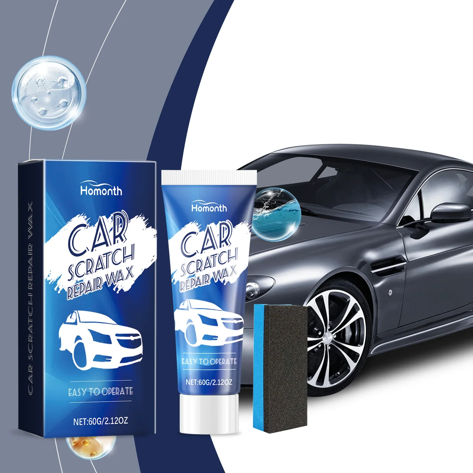 Car Paint Protection Wax - Scratch Remover & Gloss Enhancer, Polish for Auto Paint/Trim/Wheels, UV-Resistant Ceramic Coating