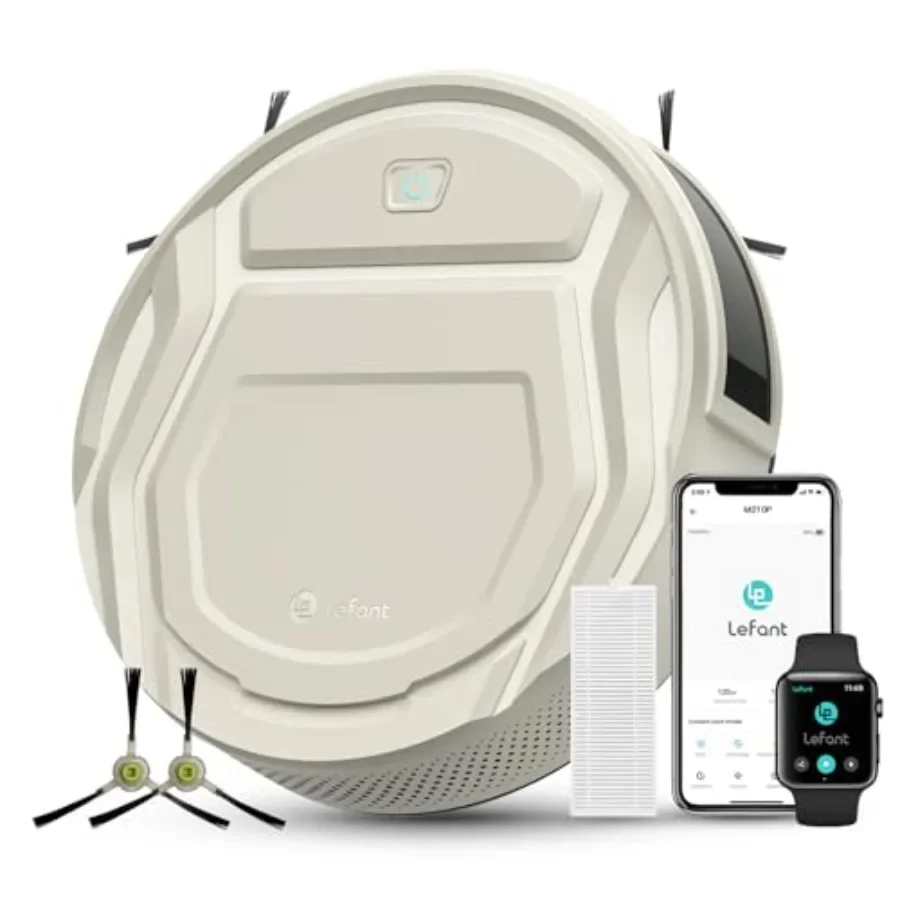 

Robot Vacuum for Hard Floors and Pet Hair, Slim Quiet Design with 3 Adjustable Suction Levels, WiFi/App/Alexa/iWatch Control, M