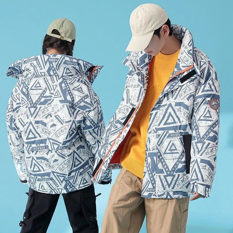 ​Premium Insulated Couple Jacket Short Korean Style Stand Collar Winter Outerwear with High Quality 90% White Duck Down​