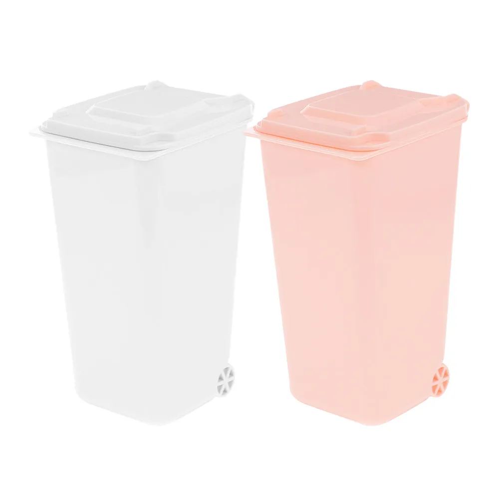 Mini Desktop Trash Can 2 Pack Cute Countertop Waste Bin for Office Bedroom Bathroom and Vanity