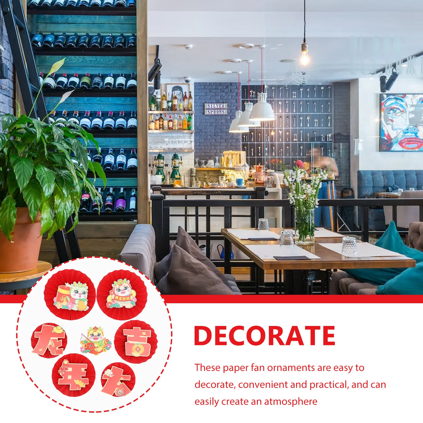 السنة الصينية الجديدة ورقة مروحة زينة مهرجان الربيع حفلة معلقة المشجعين قابلة لإعادة الاستخدام المؤثرات البصرية تجميع المنزل الدعائم