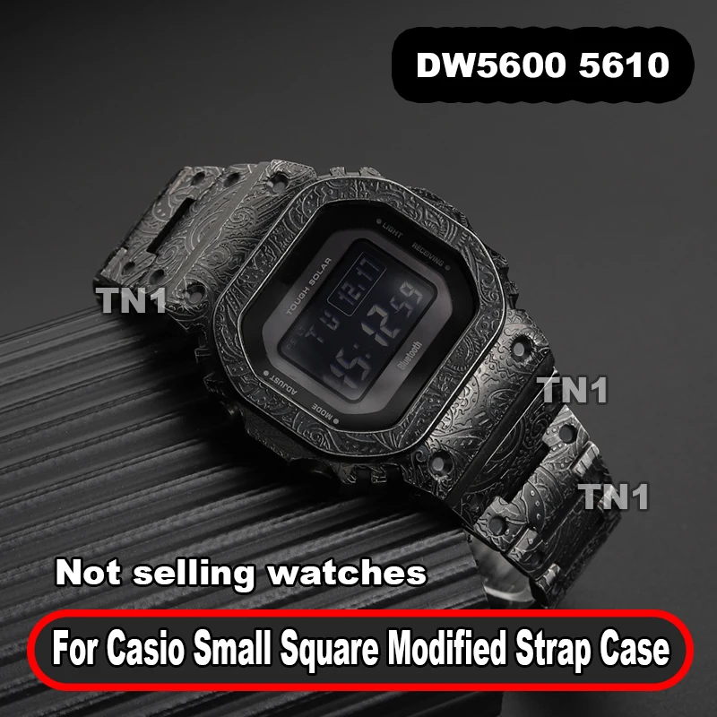 For Casio DW5000 DW-5600 5610 GMW-B5600 Bezel 316L Metal Strap Men Vintage Paisley Stainless Steel modified Watchband Watcg Case