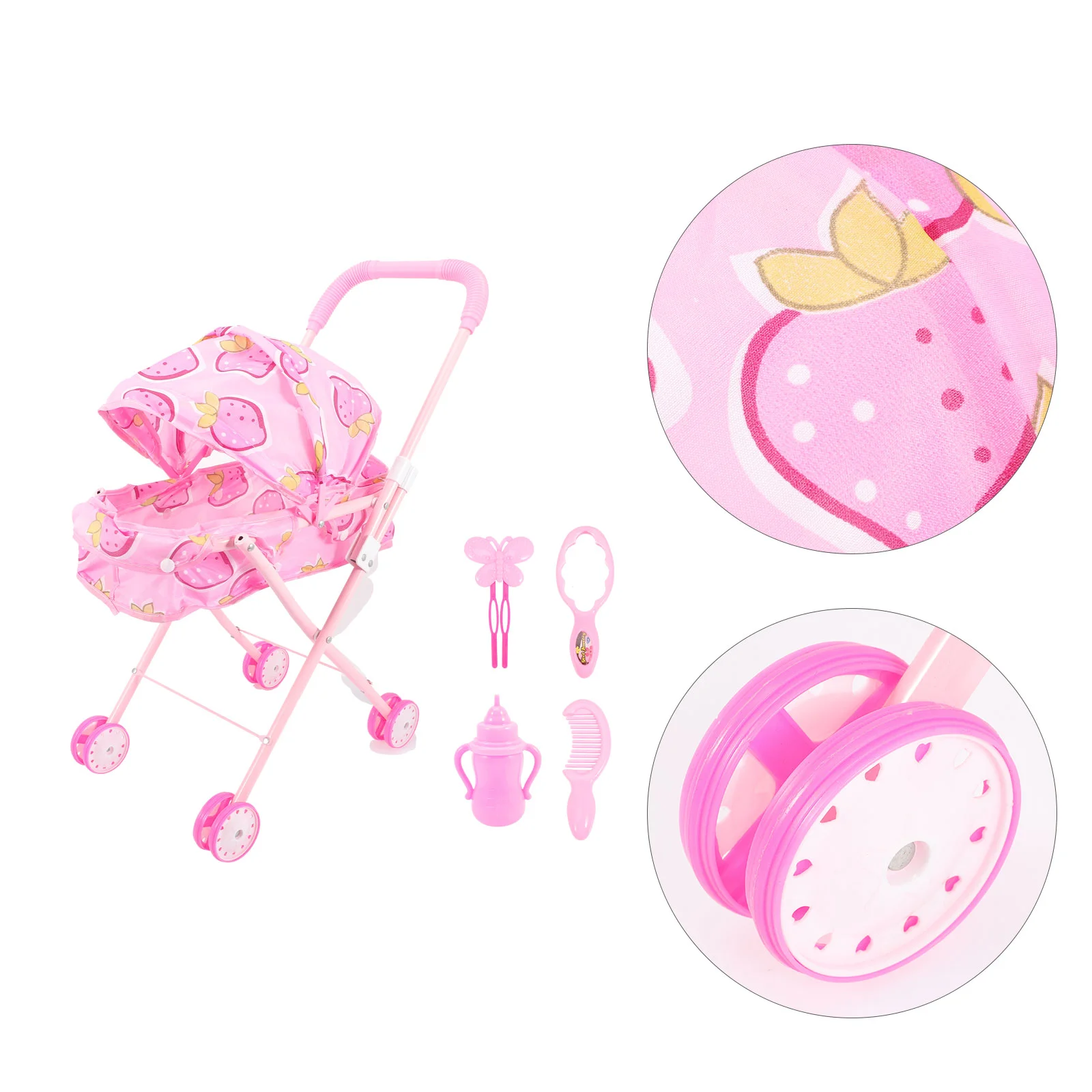 Simulação Stroller Modelo Playset para Crianças, Acessórios Boneca, Baby Doll Trolley, Fingir brinquedo para menina