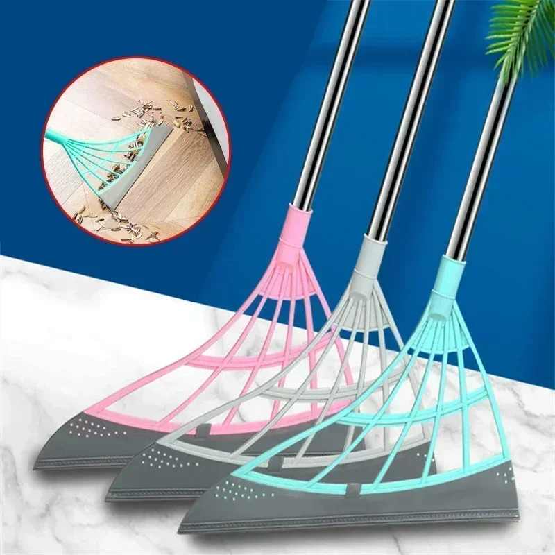 2PCS/Set Silicone Broom Wiper Squeegee Window Washing Multifunctional Household Home Floor Glass Scraper Hand-push Mirror