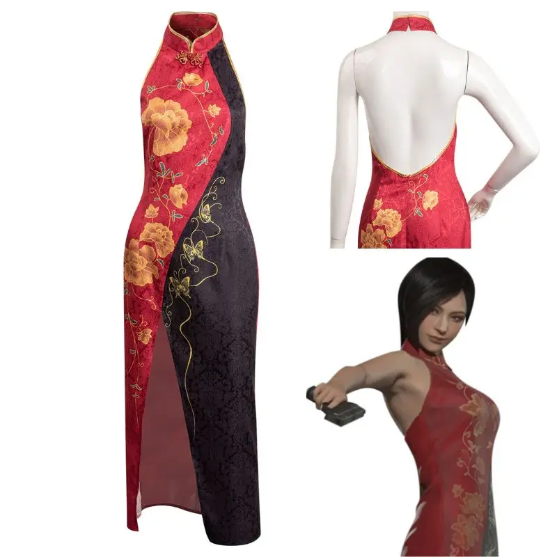 Resident 4 Remake Ada Wong Evil Cosplay Costume Dress for Women Disguise Fantasia Outfits Female Clothes Halloween Carnival Suit