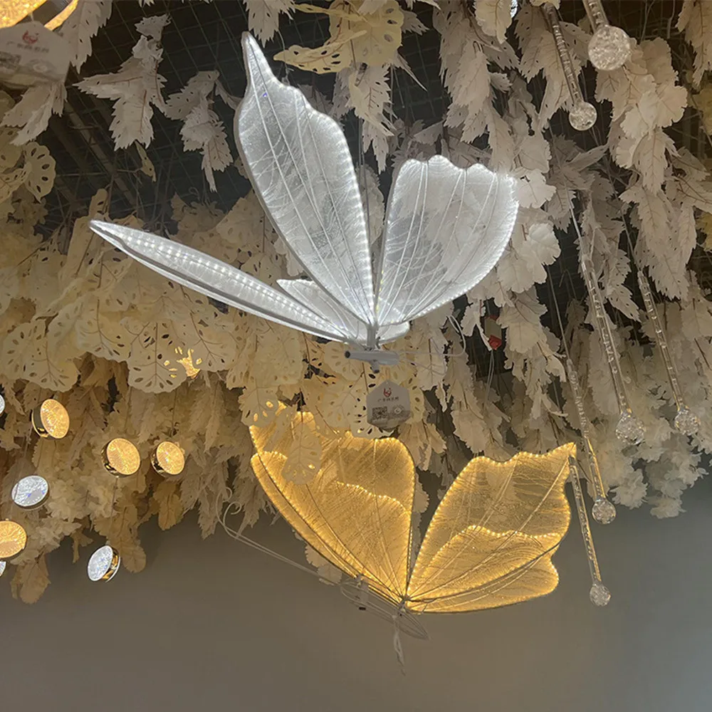 60/80/100cm Wedding Butterfly Floor Lamp Creative Butterfly Ceiling Lamp Butterfly Hanging Decoration Prop for Wedding Christmas