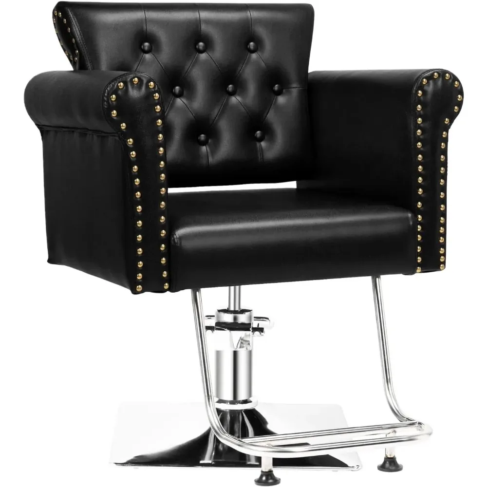 Hair Stylist, Hydraulic Pump Salon Chair with Button Tufted, Beauty Spa Styling Hairdressing