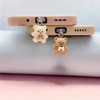 Mobile phone dust plug pendant with new teddy bear accessory decoration, suitable for iPhone Type-C Android port