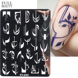 French Line Tips Nail Stamping Plates Stencil Forms Geometry Flowers Leaf Nail Art Stamp Templates Gel Polish Printing Plate