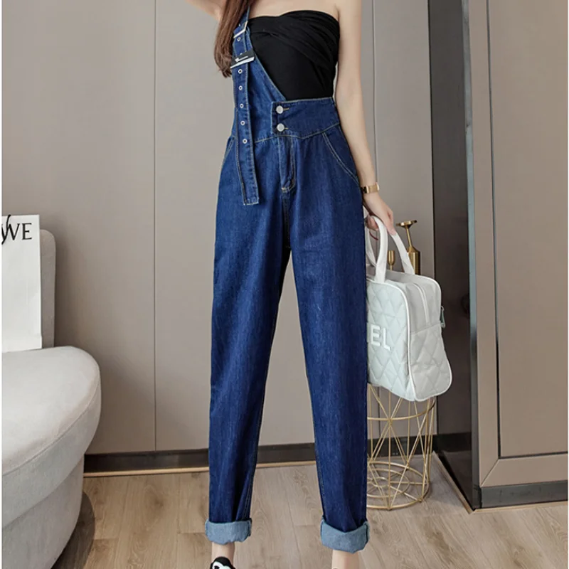 Denim Suspenders American Design Sense High Waist Harun Overalls for Women Chic and Elegant Woman Jumpsuit Y2K Korean Version