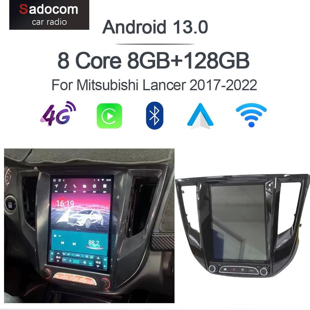 

Carplay 10.4" Android 13.0 multimedia 8GB+128GB Car Player GPS WIFI navigation autoradio For Mitsubishi Lancer 2017-2022