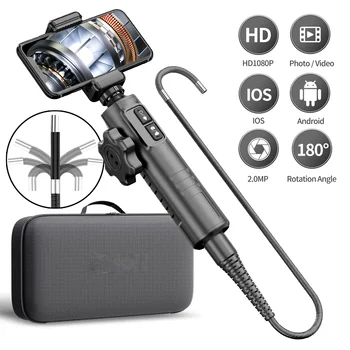 Boroscópio articulado de 2 vias 180 ° Câmera endoscópica de carro de rotação com 8 LED HD 1080P Câmera controlável de endoscópio para IOS Android